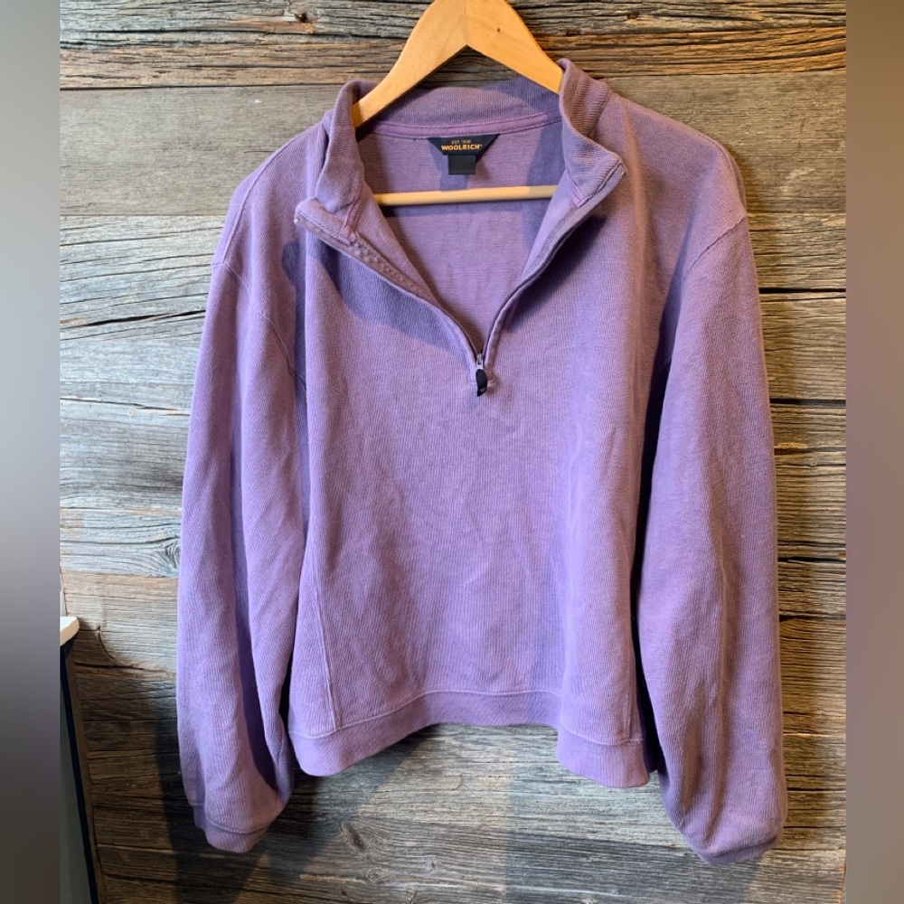 Woolrich 100% Cotton Wisteria Purple Quarter-Zip Pullover